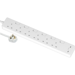 Schneider Electric 施耐德電氣 TSH36QCUSB_3_WE 13A六位安全拖板連獨立開關 連LED指示燈及兩位USB充電插座 30W PD3.0 Type C+C (連3米線) (白色) 